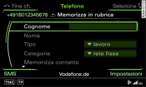 Memorizzazione di un numero telefonico nella rubrica